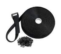 Correas Para Cables Reutilizables - Bridas Para Cables Reutilizables De 0,2 Cm Negras | Correas De Nailon Con Gancho Y Bucle Con 25 Hebillas, Corte A Medida Ajustable Para Garaje, Escritorio, TV,