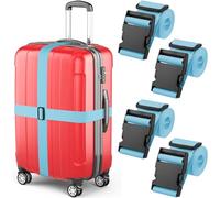 Correas para Equipaje - Azul, 2 m de Largo, 5 cm de Ancho, Paquete de 4 - Cinturón de Nailon Ajustable para Maletas y Bolsos de Viaje - de Mifflin