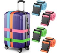 Correas para Equipaje - Colores Variados, 2 m de Largo, 5 cm de Ancho, Paquete de 4 - Cinturón de Nailon Ajustable para Maletas y Bolsos de Viaje - de Mifflin