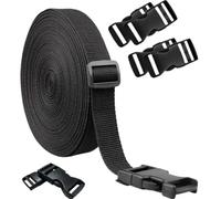 Correas para Mochilas 4/5/10/15M Nylon Webbing Strap with 10pcs Flat Side Release Buckles and Tri-Glide Slides For DIY Luggage Backpack Making(Black 5M X2.5CM)