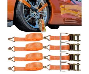 Correas para Neumáticos | 4 Piezas de Tensor Resistente | Abrazadera de Trinquete,para Moto, Bici, Embarcación, Furgoneta, Carga