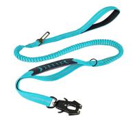 Correas reflectantes que absorben los golpes para mascotas con cinturón de seguridad de coche para perros grandes, correa elástica táctica resistente sin tirones (azul claro)
