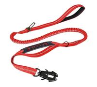 Correas reflectantes que absorben los golpes para mascotas con cinturón de seguridad de coche para perros grandes, correa elástica táctica resistente para perros sin tirones (rojo)