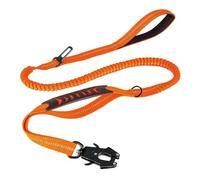 Correas reflectantes que absorben los golpes para mascotas con cinturón de seguridad de coche para perros grandes, correa elástica táctica resistente para perro, sin tirones (naranja)