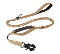 Correas reflectantes que absorben los golpes para mascotas con cinturón de seguridad de coche para perros grandes, correa elástica táctica resistente sin tirones (caqui)