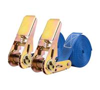Correas tensoras con carraca, 4 m, robustas Correas de Amarre con trinquete para Transporte de Materiales, Motocicletas, Bicicletas, mudanzas, Paquetes de Equipaje, Camping (2 Unidades Azules)