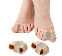 Corrector de juanetes, 2 pares de separadores de dedos de gel con 2 anillos, para dedos superpuestos masculinos femeninos, hallux valgus, dedo en martillo (L)