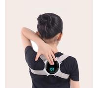 Corrector de Postura para NiñOs con Sensor Inteligente Recordatorio de VibracióN Entrenador de Postura Enderezador para Mejorar La Cifosis ToráCica Encorvada Ajustar El Corrector de Espalda Gris