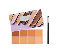 Corrector en crema mate suave Paleta de 8 tonos difuminables con aplicador, para corregir imperfecciones, iluminar la zona debajo de los ojos, esculpir y cubrir todo el rostro (Color medio)