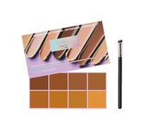 Corrector en crema mate suave Paleta de 8 tonos difuminables con aplicador, para corregir imperfecciones, iluminar la zona debajo de los ojos, esculpir y cubrir todo el rostro (Color oscuro)