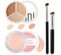 Correctora 3 en 1 (6.5g)+Corrector Ojeras (10g) con 2 pinceles Correctores,Crema Correctora 3 en 1,Under Eye Brightener,Oculta e Ilumina Eficazmente