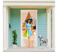 Corredera Cortina Mosquitera, 155x210cm Magnética mosquiteros para Ventanas Magnética Automático Cierra Automáticamente para Puertas Correderas/Balcones/Terraza Blanco