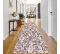 Corredor de Alfombras Pequeño para Pasillo Gris Rosa Fácil Limpiar Área 80cm 90cm 100cm 120cm para Granja Puerta Habitación y Corredores(90 * 150cm)