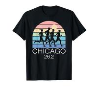 Corredor Retro con Meta de maratón de 26.2 en Chicago, Corre rápido Camiseta