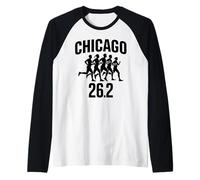 Corredor Retro con Meta de maratón de 26.2 en Chicago, Corre rápido Camiseta Manga Raglan
