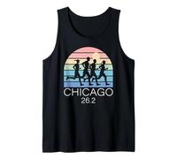 Corredor Retro con Meta de maratón de 26.2 en Chicago, Corre rápido Camiseta sin Mangas