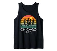 Corredor Retro con Meta de maratón de 26.2 en Chicago, Corre rápido Camiseta sin Mangas