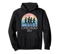 Corredor Retro con Meta de maratón de 26.2 en Chicago, Corre rápido Sudadera con Capucha