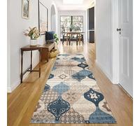 Corredores de Alfombras para Pasillo Sin Desgarro Marrón Azul Alfombra Peluda Corredor Fondo Caucho 90 100 110 120cm Áreas para Salón Habitación Huéspedes Granja Matasuelo(80 * 800cm)