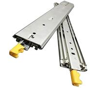 Corredores de cajón resistentes, capacidad de 217.7 kg, extensión completa, 3 secciones, laterales con rodamientos de bolas, bloqueo de seguridad para armarios y muebles industriales