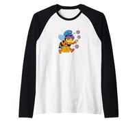 Correo Abeja entregando pequeñas Letras de Flores Camiseta Manga Raglan