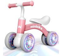 Correpasillos Bebe, Regalo Original Bebé 1 Año Bicicleta Infantil 4 Ruedas Luminosas, Primera Bici Equilibrio Niñas - Bici sin Pedales Juguete Bebé para Cumpleaños, Navidad
