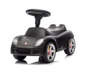 Correpasillos Porsche Infantil - Coche de Juguete Deportivo sin Pedales para Niños y Bebés, Asiento Ergonómico, Ruedas Silenciosas, Juguete para Desarrollo Motor (63,6x28x39 cm) (Negro)