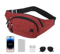 -, | Correr a la Cintura Para Senderismo, Bolso De Hombro Casual Impermeable Para Senderismo, Paseos Con Perro, Festivales De Música Para Uo, rojo, riferimento alla descrizione, referencia a la