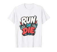 Correr O Morir | Running/Carrera Motivación Deportiva Camiseta gráfica económica, Hombre, Blanco, L