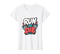 Correr O Morir | Running/Carrera Motivación Deportiva Camiseta gráfica económica, Mujer, Blanco, S