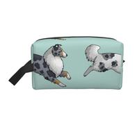 Correr Perro Collie áspero, Bolsa de Maquillaje Bolsa de cosméticos Bolsa de artículos de tocador de Viaje portátil Organizador de Bolsa de Maquillaje