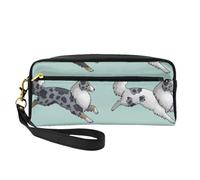 Correr Perro Collie áspero, Bolsa de Maquillaje Bolsa de cosméticos Bolsa de Aseo de Viaje portátil Estuche de Cuero para Mujeres y niñas