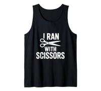 Corrí con Tijeras Humor Divertido para los Amantes de la precaución Camiseta sin Mangas