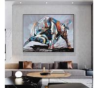 Corrida de toros española Pintura en lienzo Toro colorido Carteles e impresiones Animal abstracto Arte de la pared Imágenes para la decoración de la sala de estar 90x123cm (35x48in) con marco negro