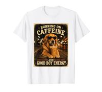 Corriendo con Cafeína Y Good Boy Energy Golden Retriever Des Camiseta