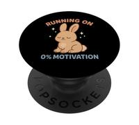 Corriendo en 0% Motivación Divertido Conejo Perezoso Conejo Acogedor Apatía PopSockets PopGrip Adhesivo
