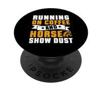 Corriendo en café y caballo Show Dust Horse Mom PopSockets PopGrip Adhesivo