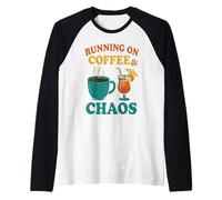 Corriendo en el café y el Caos Divertida Cita de la Vida de los Padres Camiseta Manga Raglan