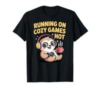 Corriendo En Juegos Acogedores Caliente Perezoso Estético Gamer Camiseta