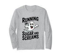 Corriendo en Sugar and Screams Cute Ghost Halloween Fun Manga Larga