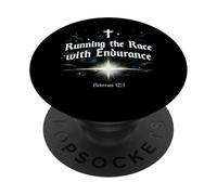Corriendo la Carrera con Endurance Hebrews 12:1 Christian PopSockets PopGrip Adhesivo