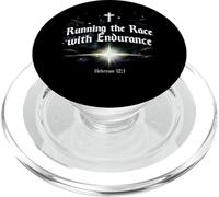 Corriendo la Carrera con Endurance Hebrews 12:1 Christian PopSockets PopGrip para MagSafe