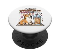 Corro En Café Helado Y Corgi Besos Lindo Perro PopSockets PopGrip Adhesivo