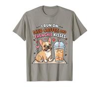Corro en café Helado y Frenchie Kisses Lindo Perro Camiseta