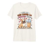 Corro en café Helado y Frenchie Kisses Lindo Perro Camiseta Premium