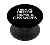 Corro En Cafeína Karma & Cuss Words, Divertido Amante Del Café PopSockets PopGrip Adhesivo