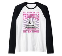 Corro en cintas de correr y buenas intenciones Camiseta Manga Raglan