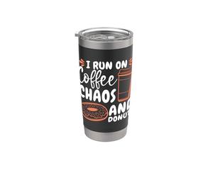 Corro en el caos del café y panaderos Pastelería Café y donuts Vaso térmico de acero inoxidable de doble pared