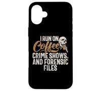 Corro en programas de Coffee Crime y Forensic Files True Crime Carcasa para iPhone 16 Plus