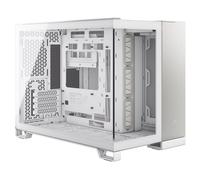CORSAIR 2500X Pequeña-Torre mATX Caja de PC de Doble Cámara - Cristal Templado Panorámico - Conexión Inversa Compatible con Placa Base - Sin Ventiladores Incluidos - Blanco/Aluminio Gris Satinado